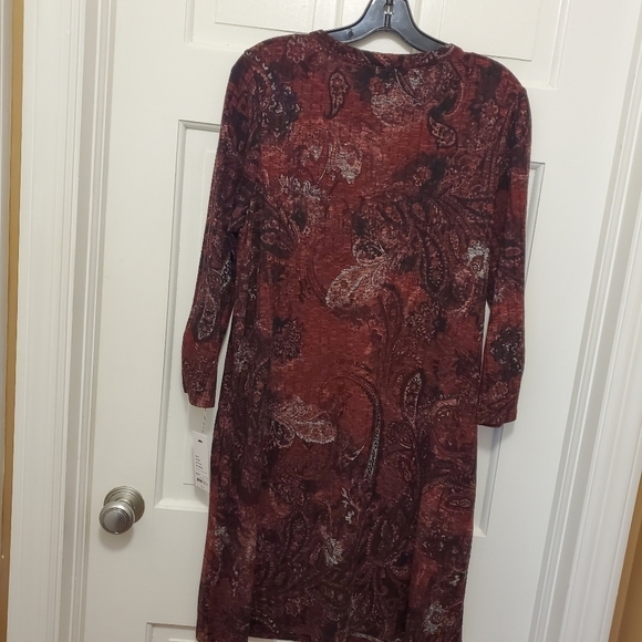 NWT Apt. 9 Paisley Print Ribbed Knit Long Sleeve Swing Dress Ret. $50 - Picture 10 of 10